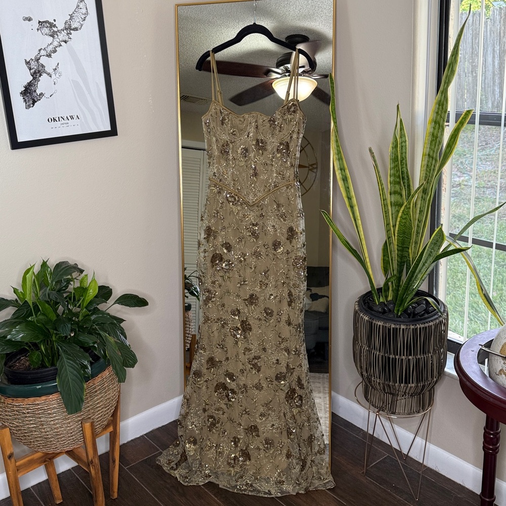 House of CB Naima Olive Bronze Hand Beaded Embellished Corset Maxi Dress NWOT - Picture 12 of 12